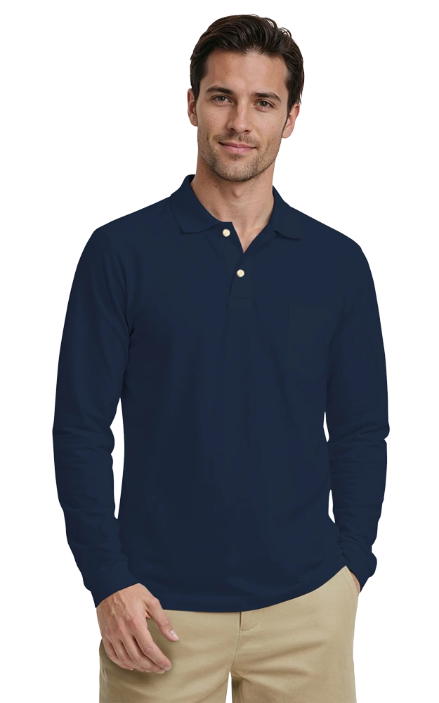 Adult Superblend L/S Pocketed Polo 47
