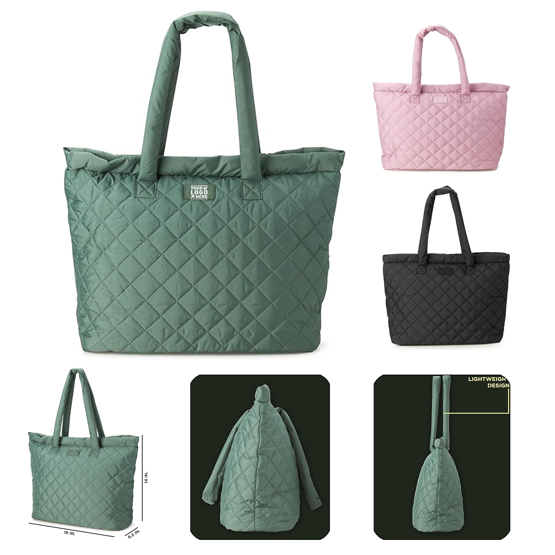 Reebok Women Tote Quilted Carry-All Sports Gym Shoulder Casual Purse Hand Bag