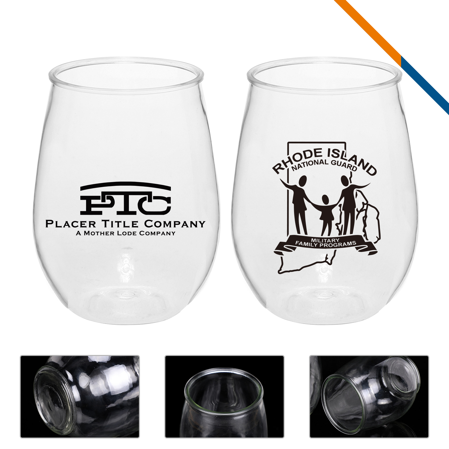 Vette Stemless Plastic Wine Glasses - 10 OZ. 2