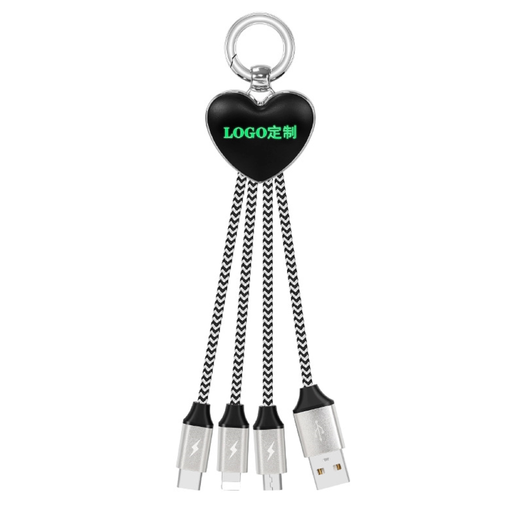 Braided 3 in 1 USB Charging Cable with LED Logo 4