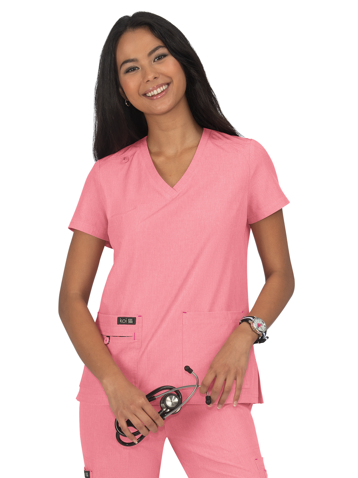 koi - Basics - Women's Four-Pocket Stretch V-Neck Becca Top 80