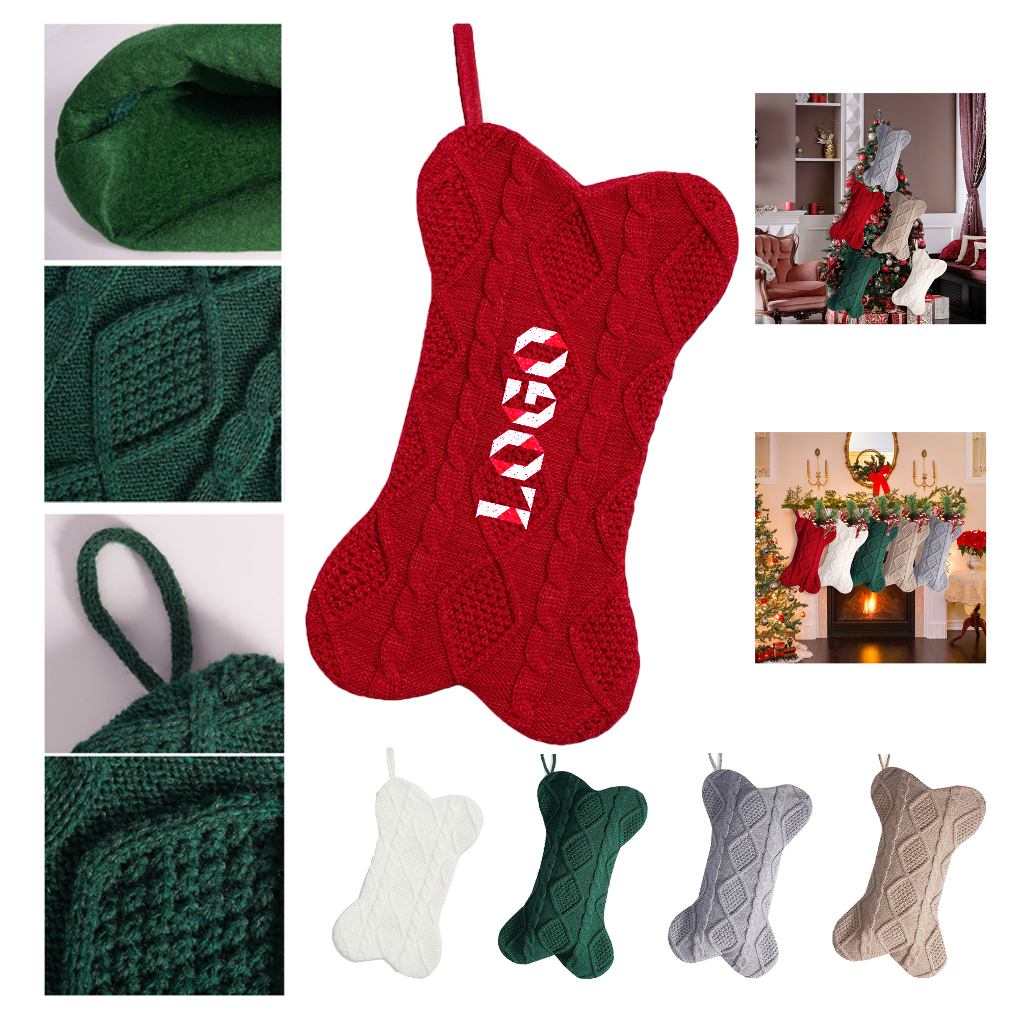 Christmas Tree Knitted Christmas Stocking Decoration 2