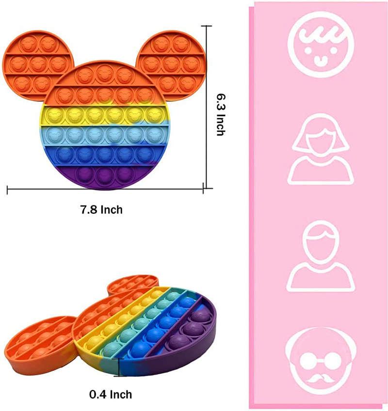 Rainbow Mickey Push Pops Bubble Fidget Sensory Stress Relief Toys 9
