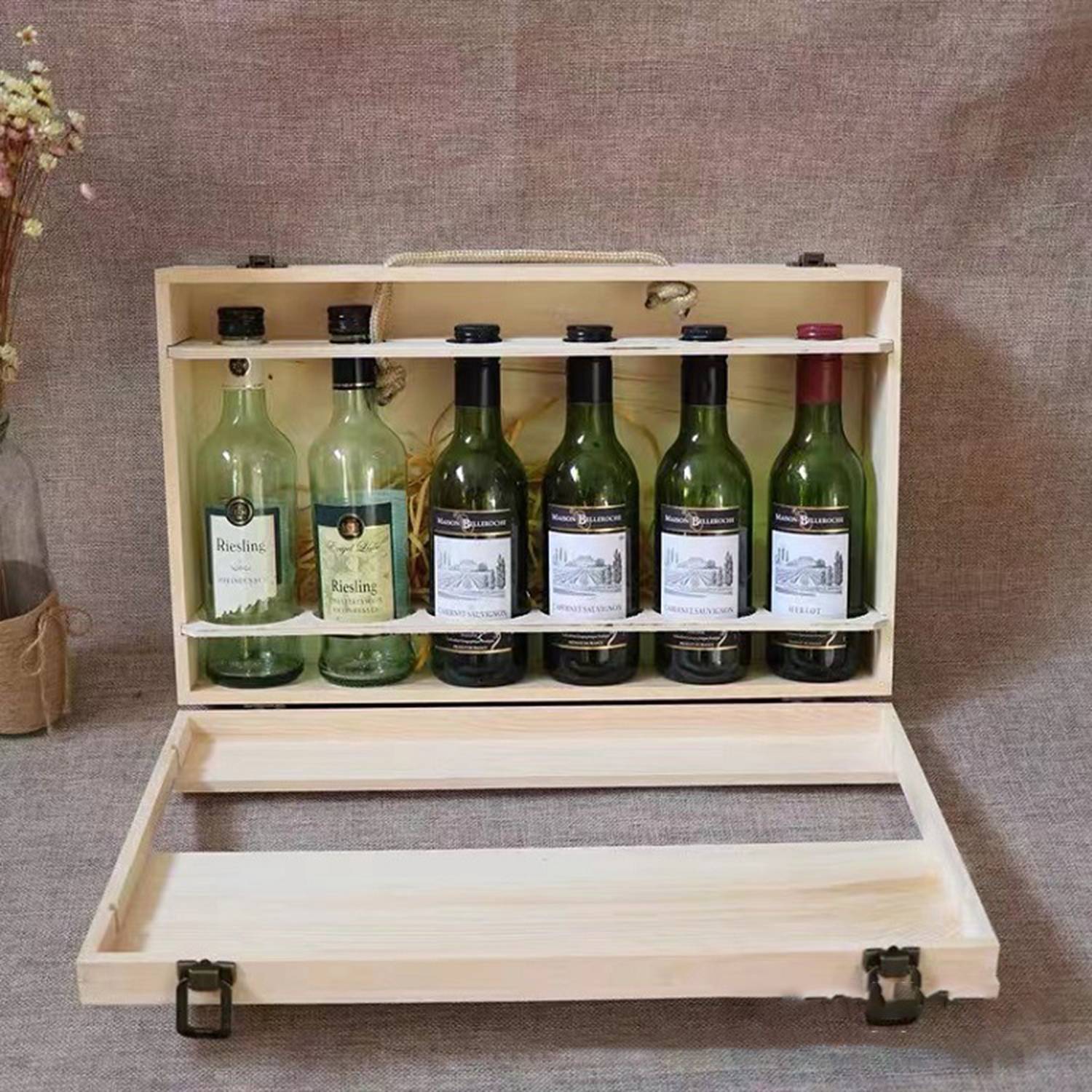 6-Bottle Wood Wine Box 3