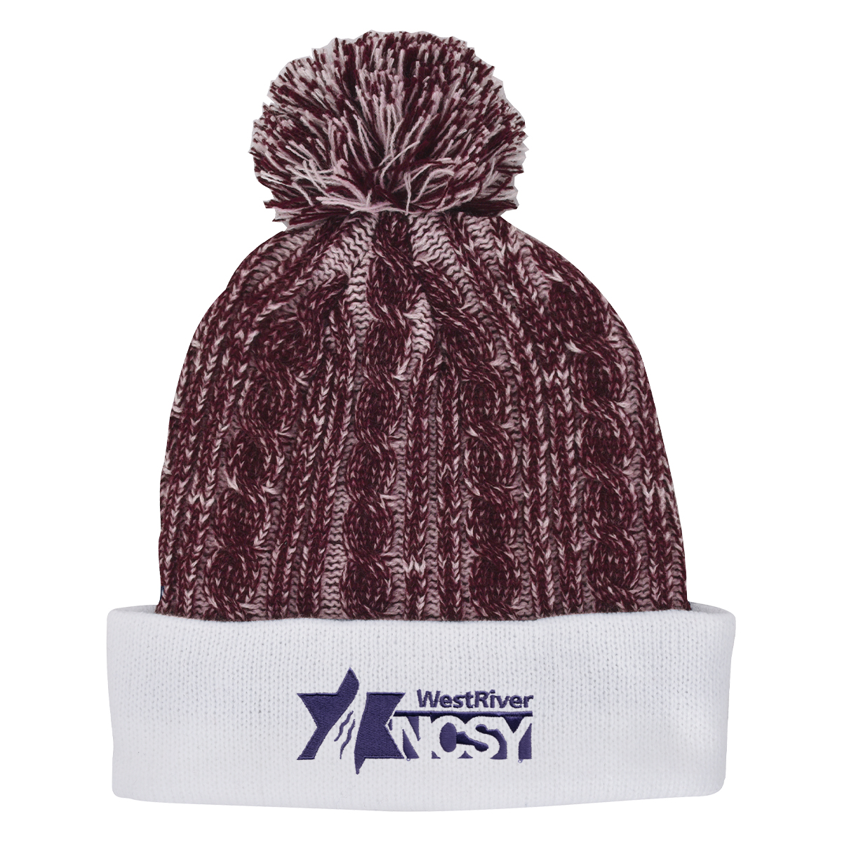 Casey Cable Knit Pom Beanie With Cuff 3