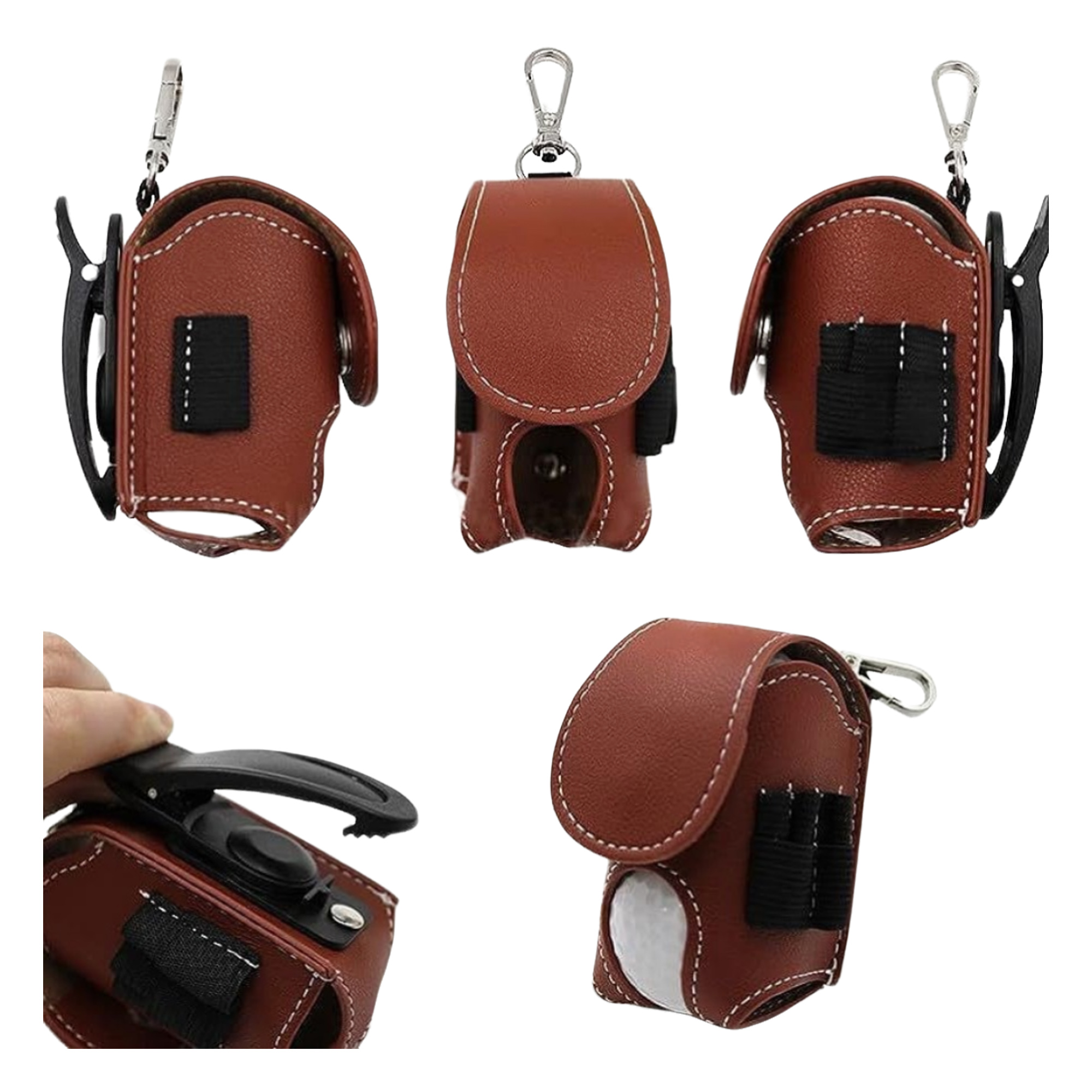 PU Leather Outdoor Portable Small Golf Ball Set Bag 6