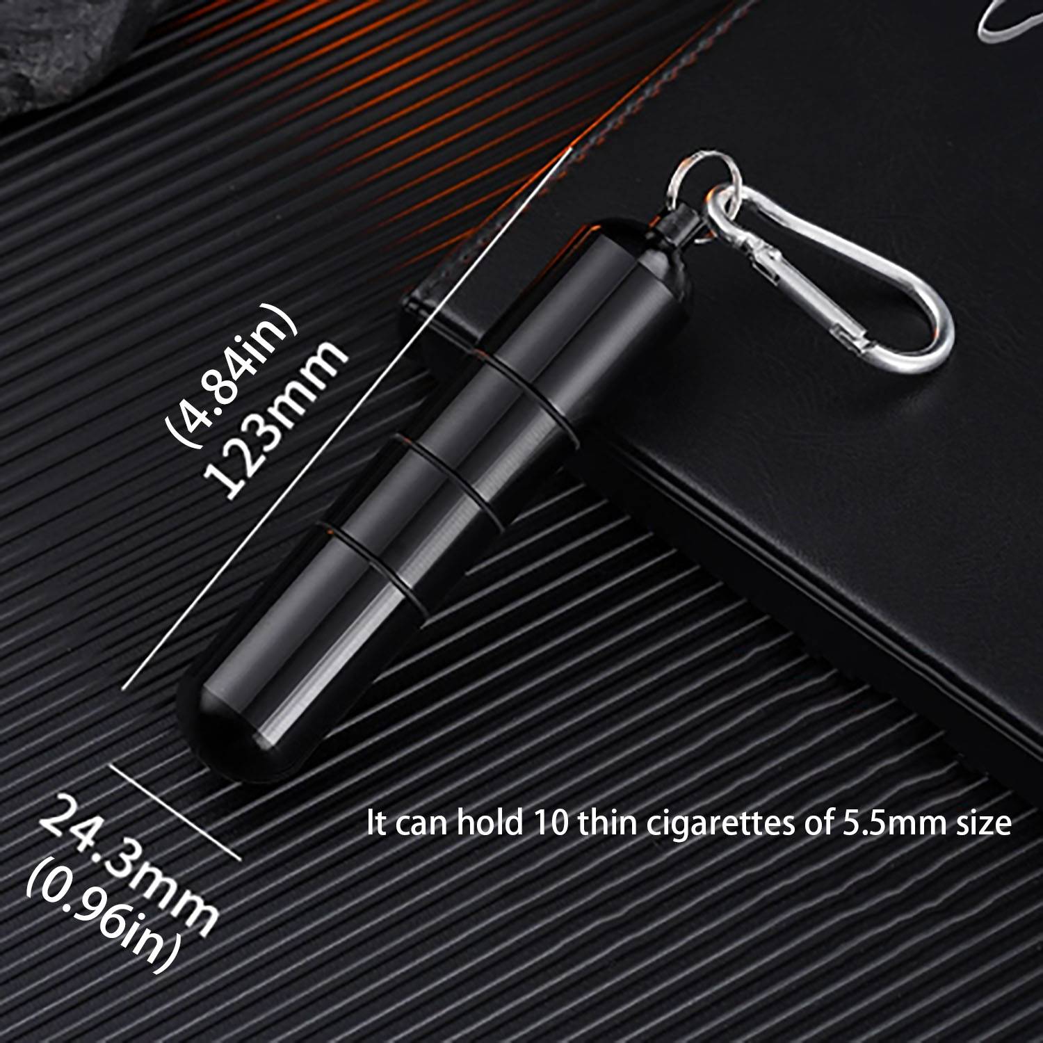 Portable Metal Cigarette Tube Holder w/ Carabiner 4
