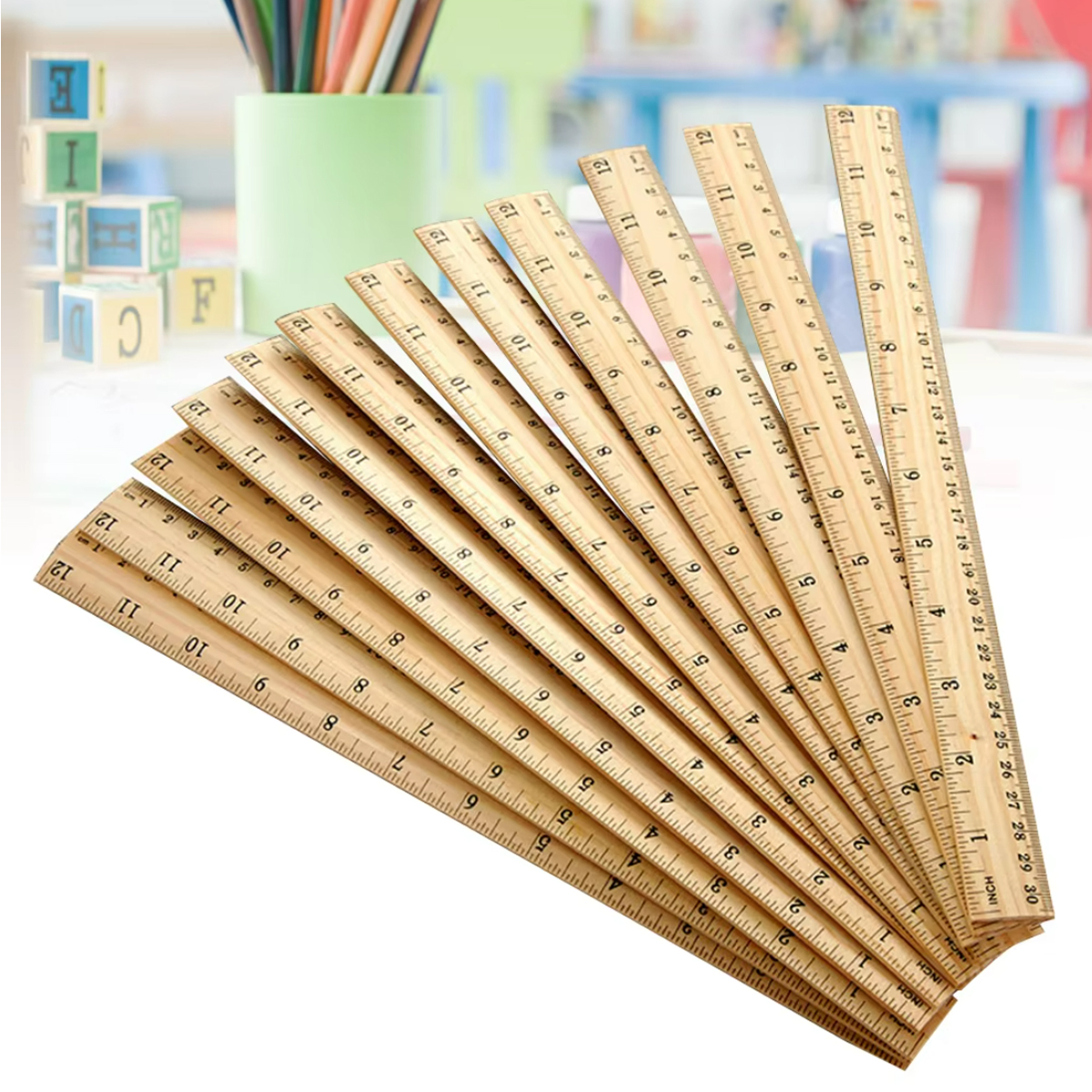 Wooden Dual-Sided Ruler 12 Inch 3