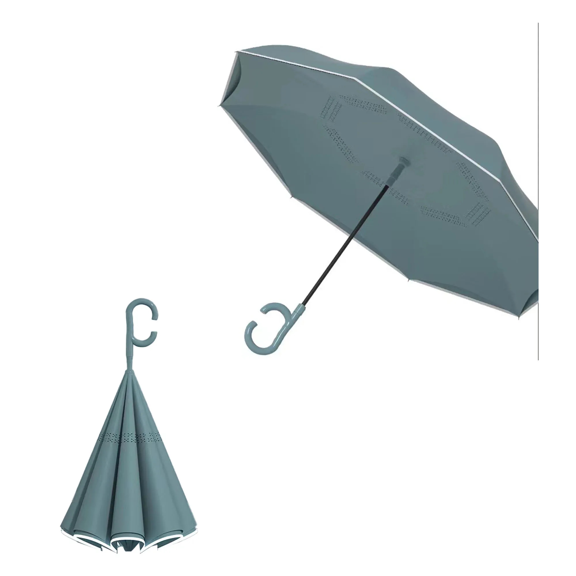 Double Layer Inverted Reverse Umbrella with C-Shaped Handle 11