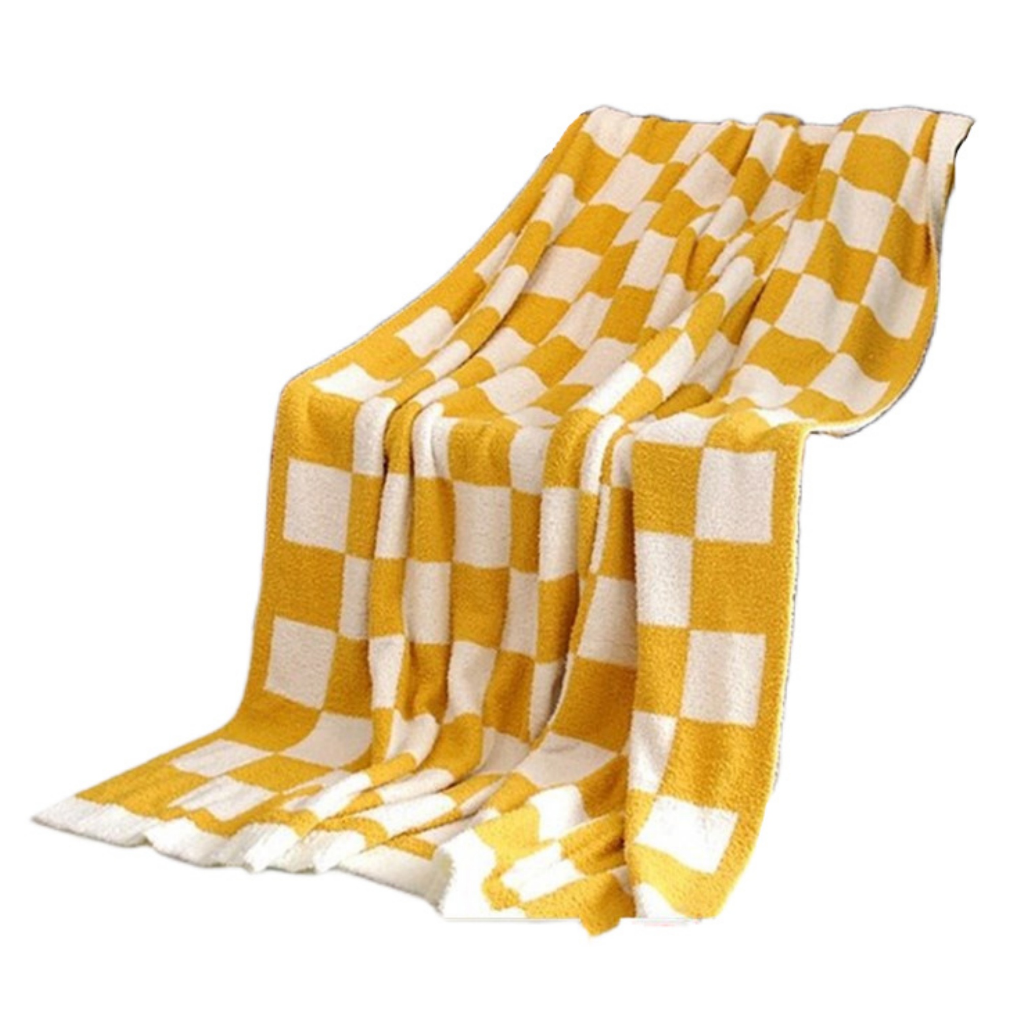 Fluffy Fuzzy Checkered Throw Blanket 2