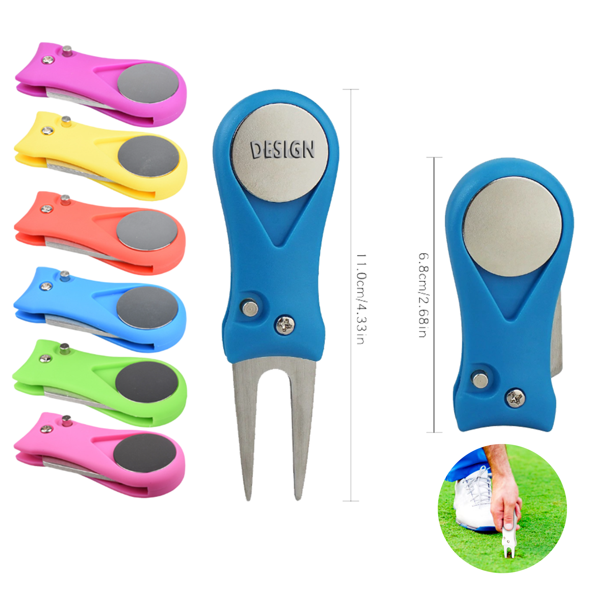 Foldable Golf Divot Tool with Magnetic Ball Marker 2