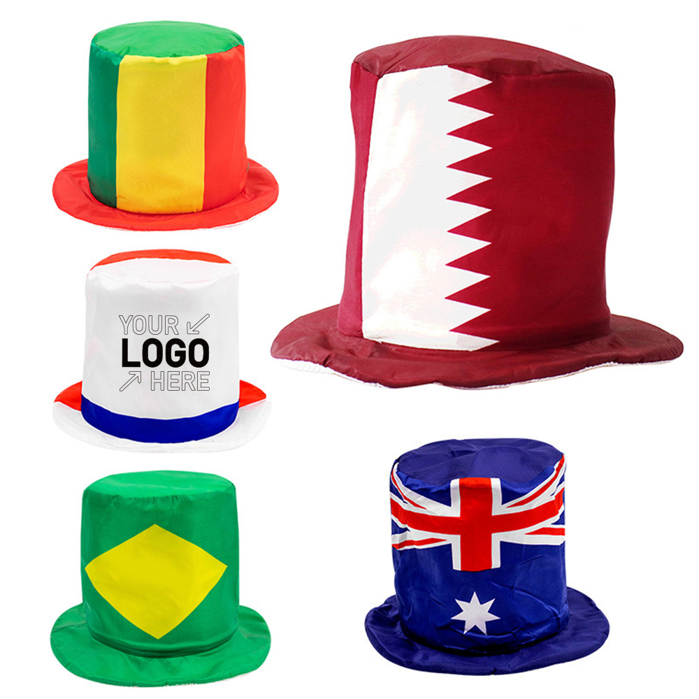 Qatar World Cup National Flag Football Fans Customized Top Hat