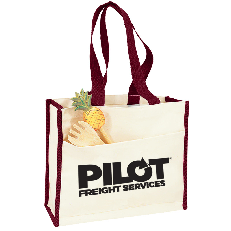 Canvas Gusset Tote w/Colored Handles 3