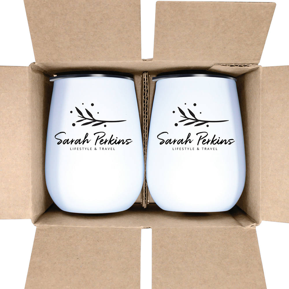 Halcyon® 12 oz. Stainless Steel Wine Glass with Acrylic Lid - Gift Set 4