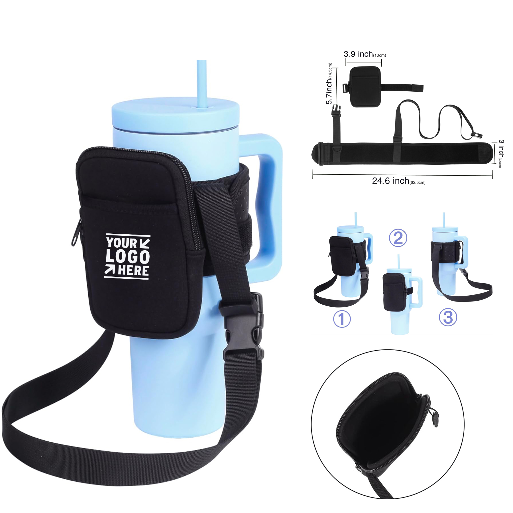 Universal Sling Sleeve Gym Water Bottle Pouch Stanley Tumbler With Handle 2