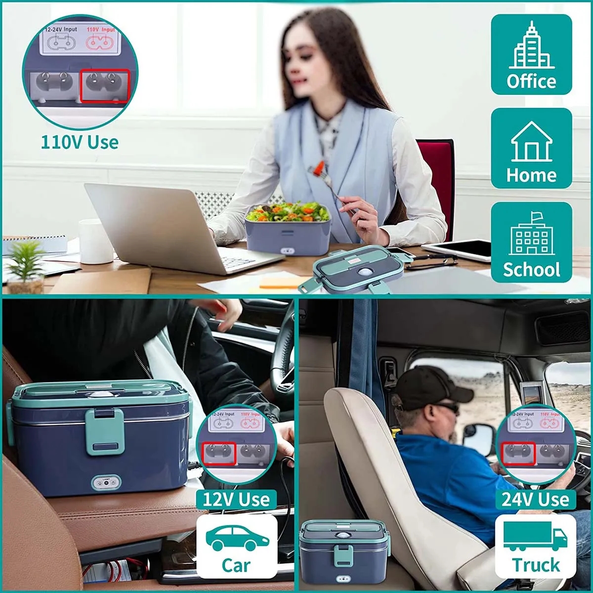 3-in-1 Portable Food Heated Electric Lunch Box Kits 4