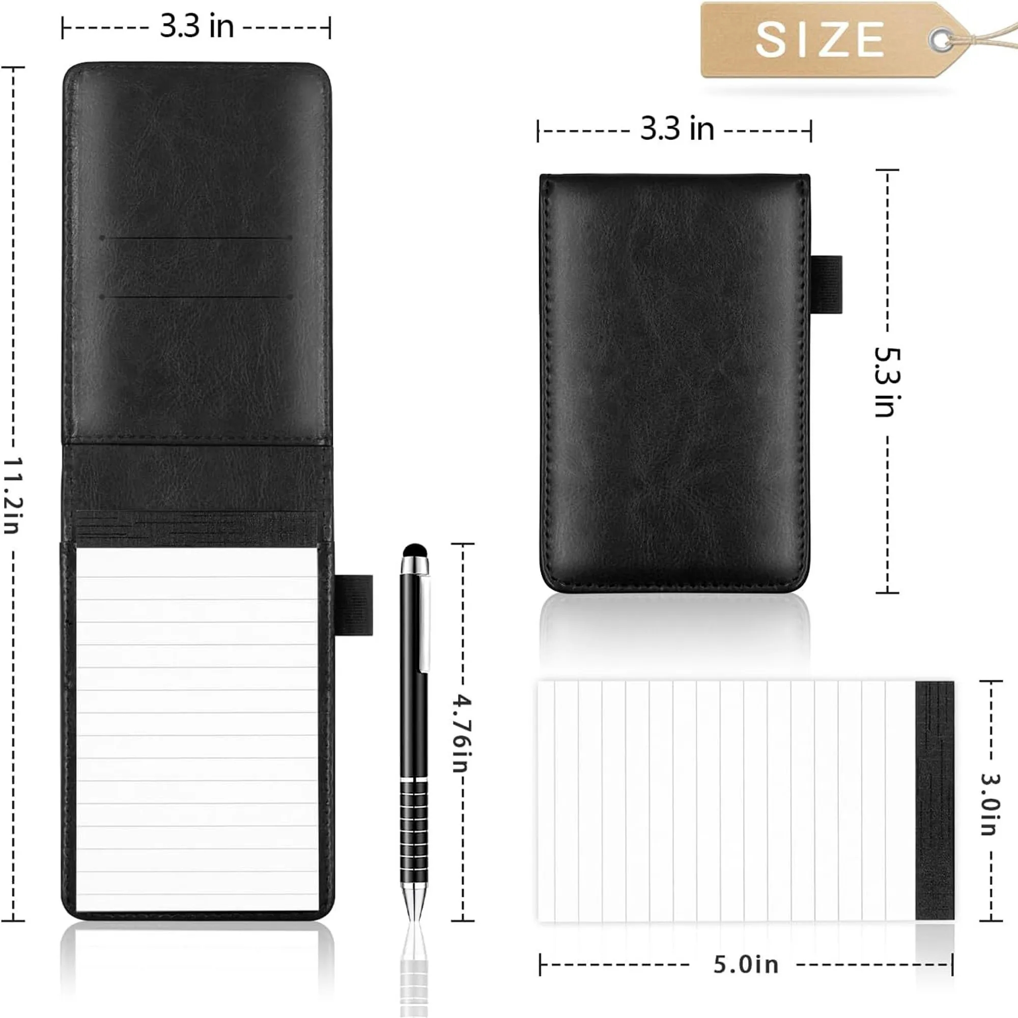 Portable Pocket Leather-Covered Business Notepad 3