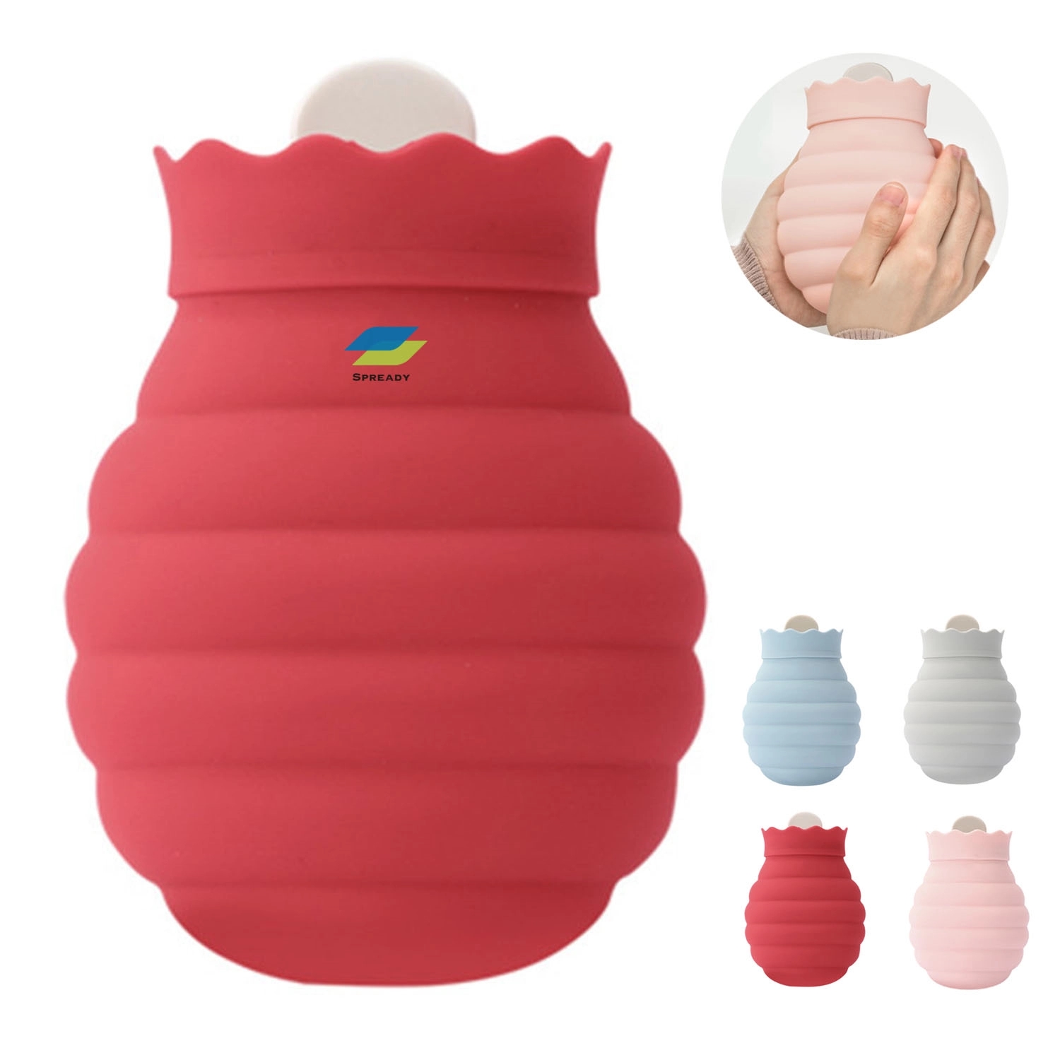 Platinum Silicone Hot Water Bottle With Knitted Cover 2