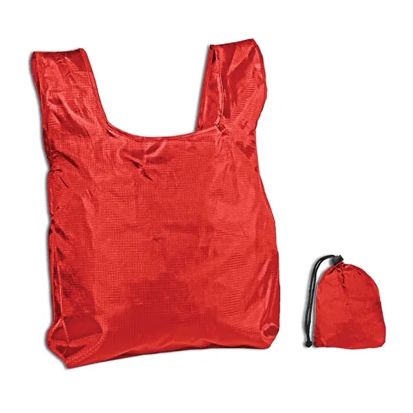 Brand Nylon Folding Tote With Drawstring Pouch 5