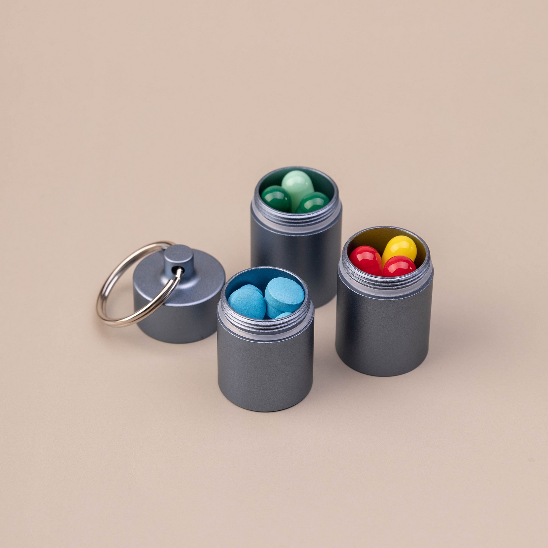 Portable Aluminum Pill Box Key Chain 2