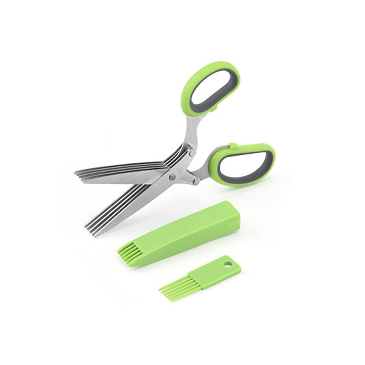 Five blade herb Scissors with Cover and Comb 6
