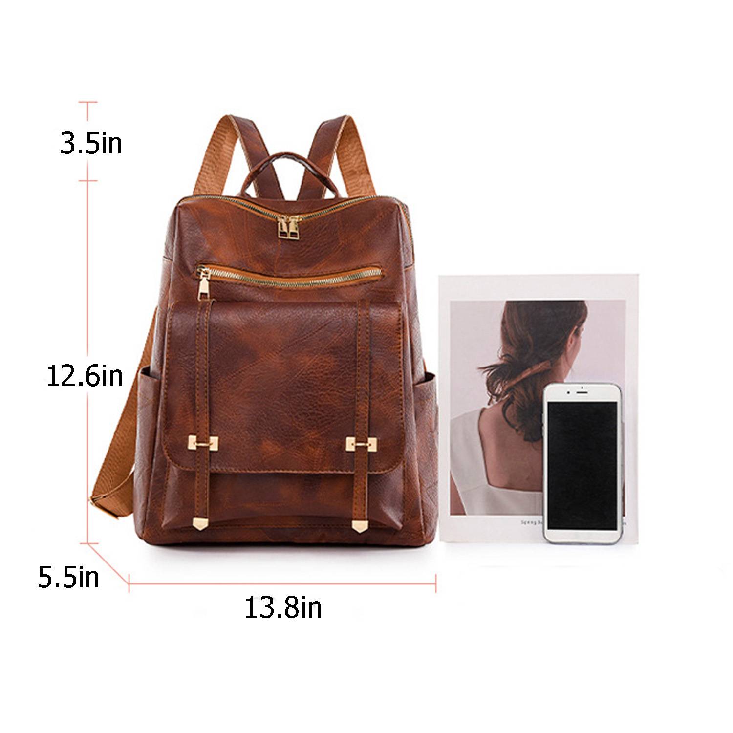 Pu Leather Women Fashion Retro Backpack 3