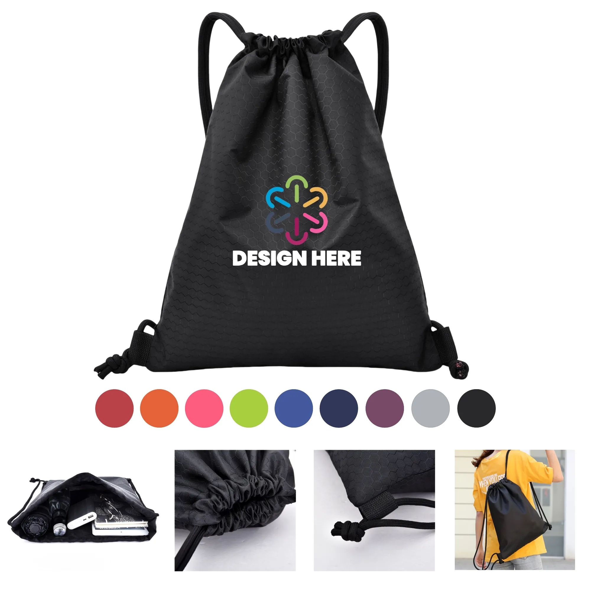 19.7"x16.5" Premium Durable Sports Backpack Drawstring Bag 3