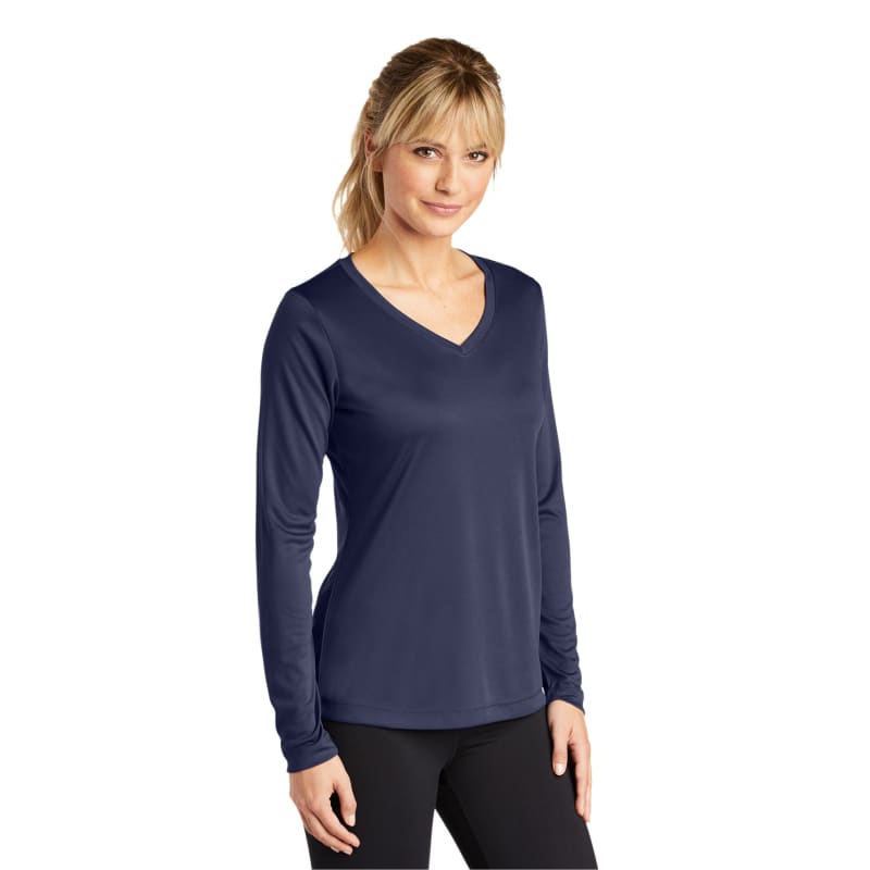 Sport-Tek Women's Long Sleeve PosiCharge Competitor V-Neck Tee. 10