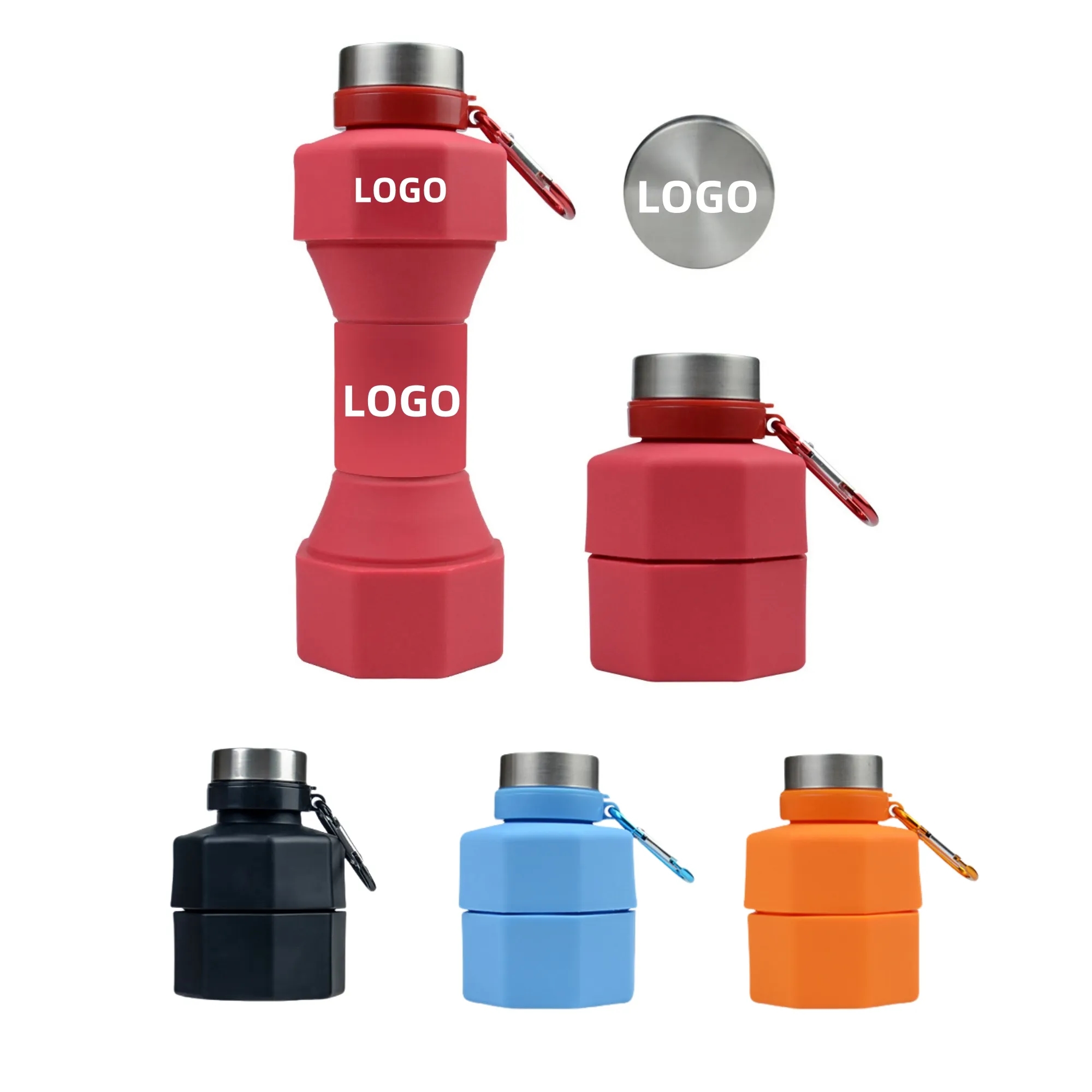 22oz Workout Dumbbell Silicone Foldable Water Bottle 3