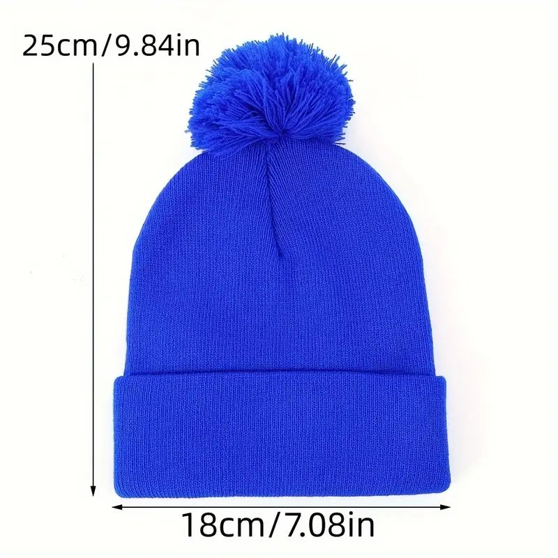 New Street Style Solid Color Knit Beanie With Pom 4