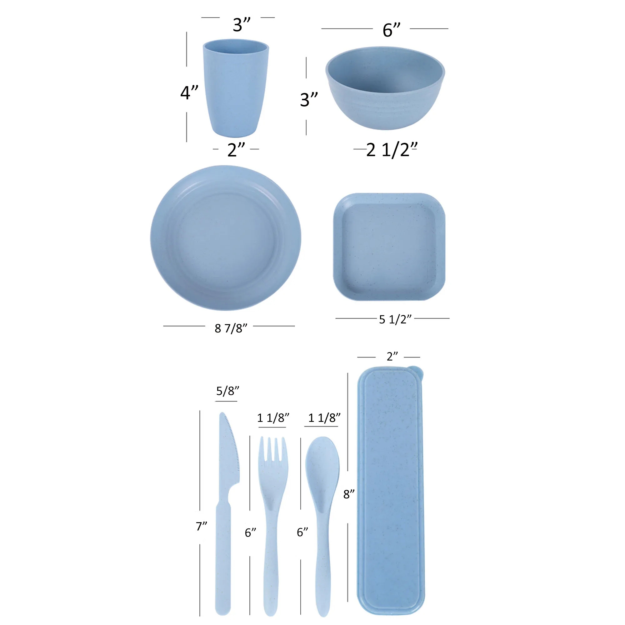 Laser Engraved Biodegradable 32 pcs Wheat Straw Dinnerware S 2