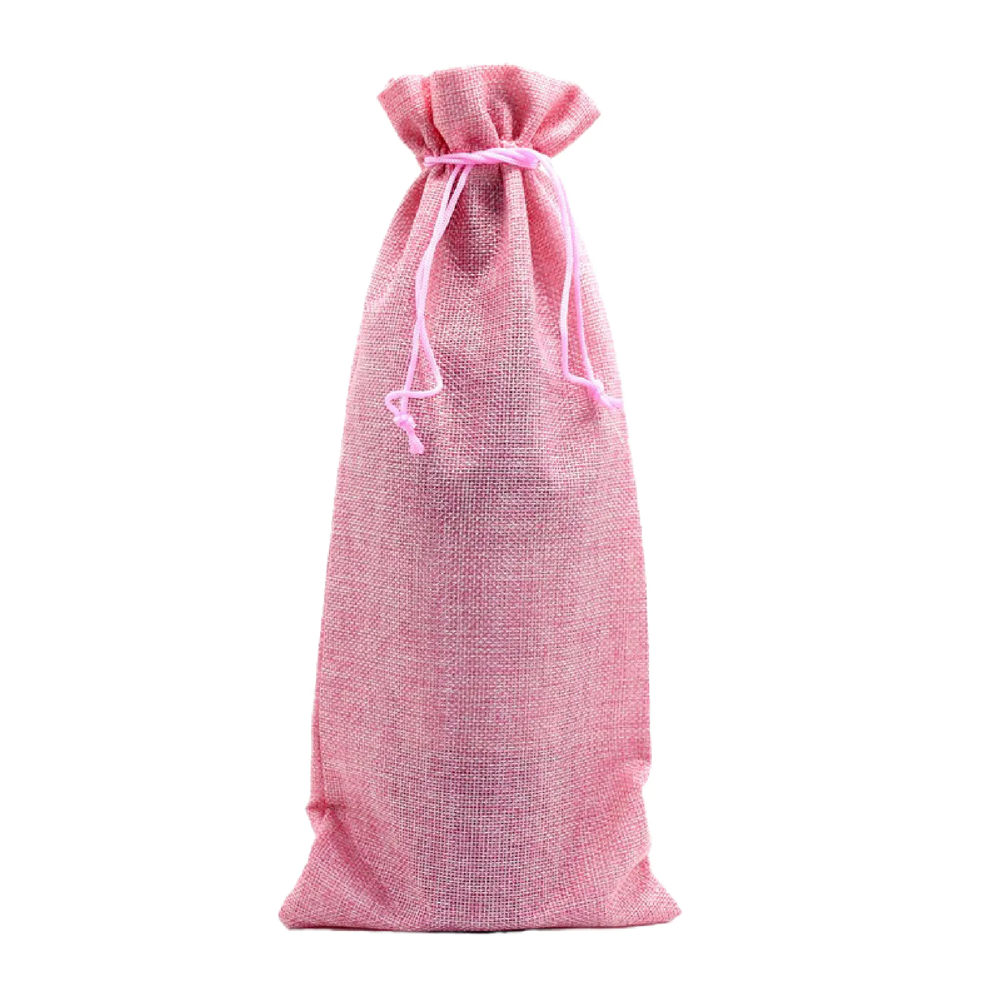 Burlap Drawstring Wine Bag Gift Tote Storage Sackcloth 4