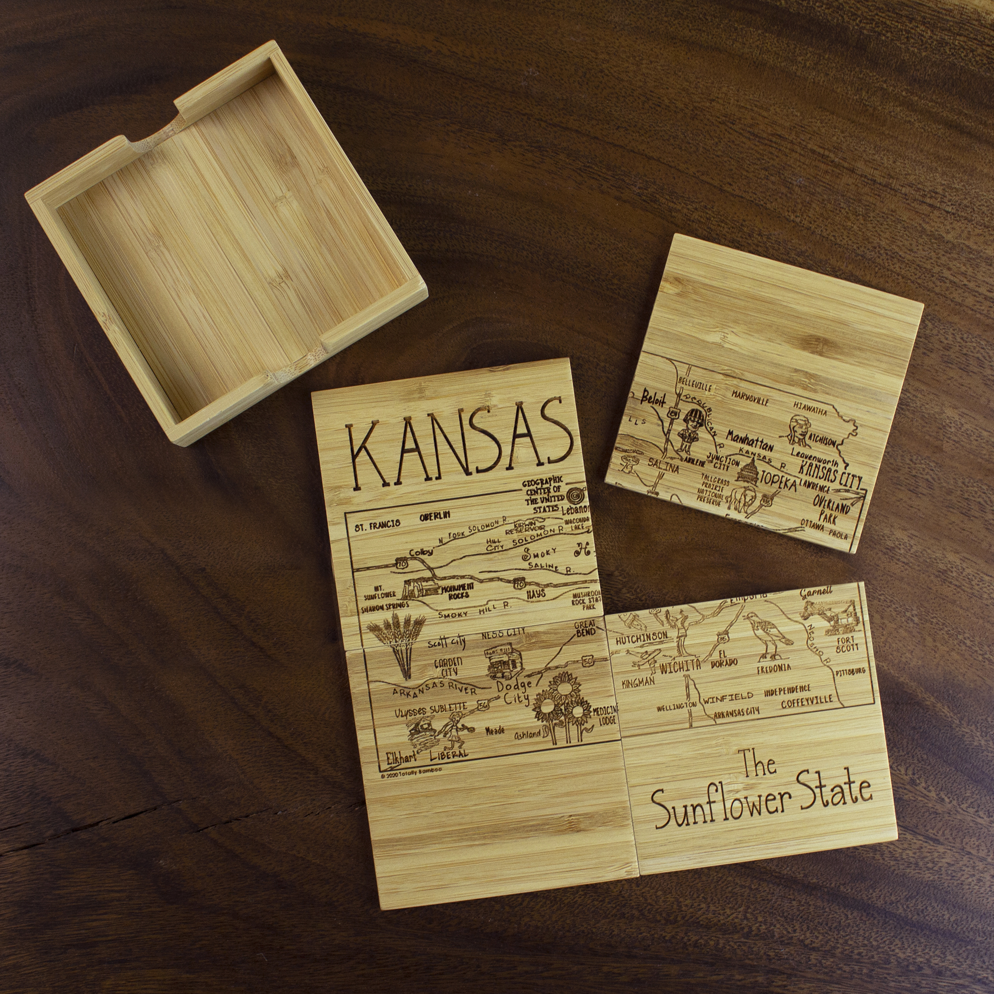 Kansas Puzzle Coaster Set 4