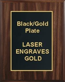 9" x 12" Classic Walnut Finish Plaque with a Black Designer Plate 1