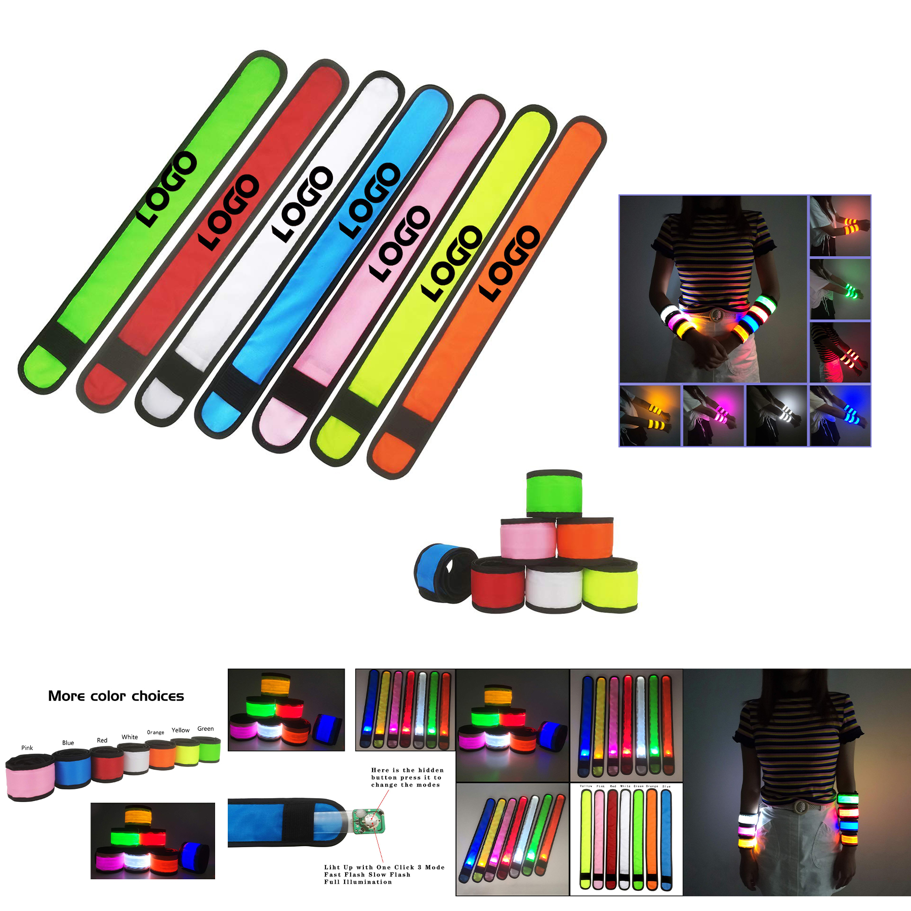 LED Armbands Slap Bracelets Wristbands 2