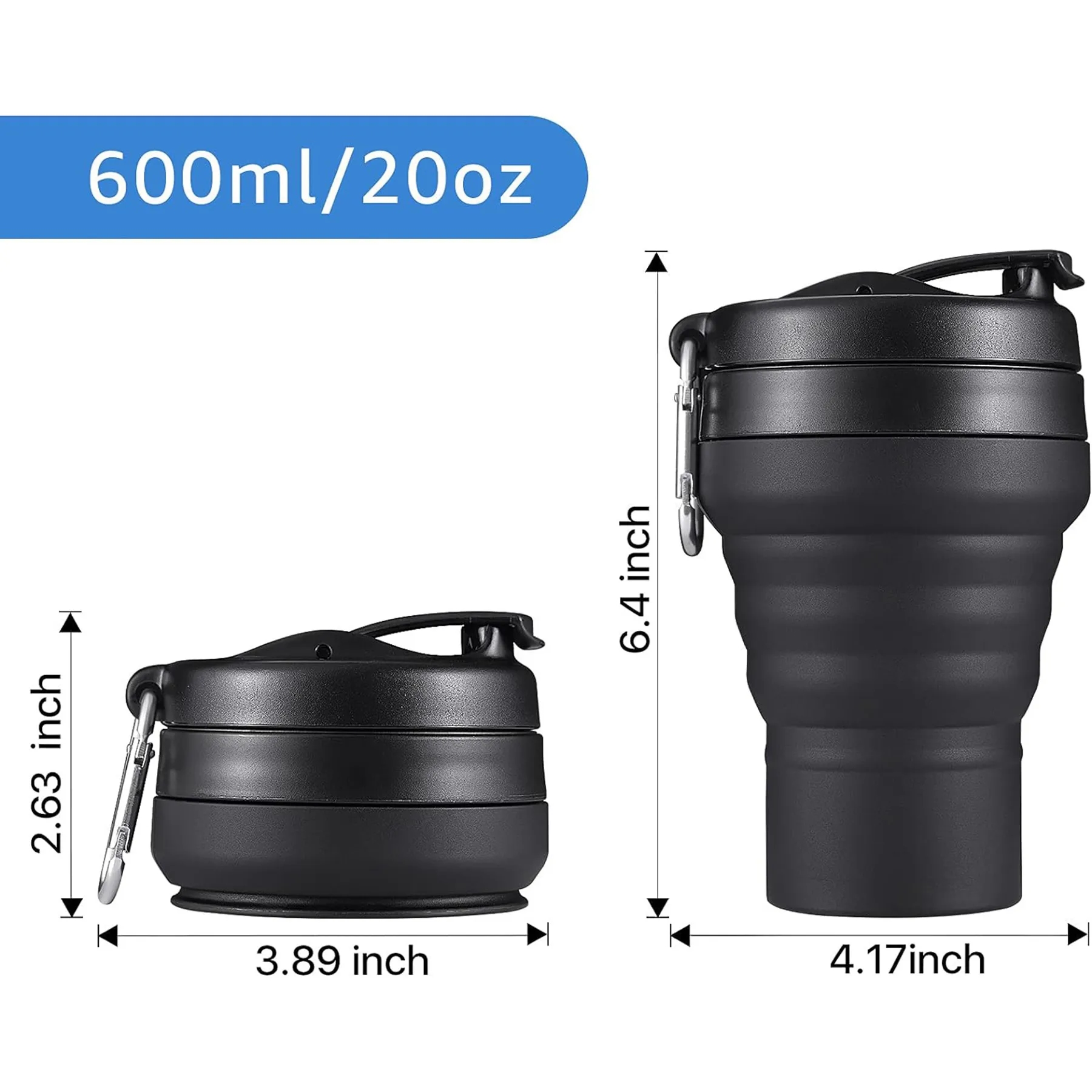 20 OZ 600ml Silicone Folding Camping Cup 7