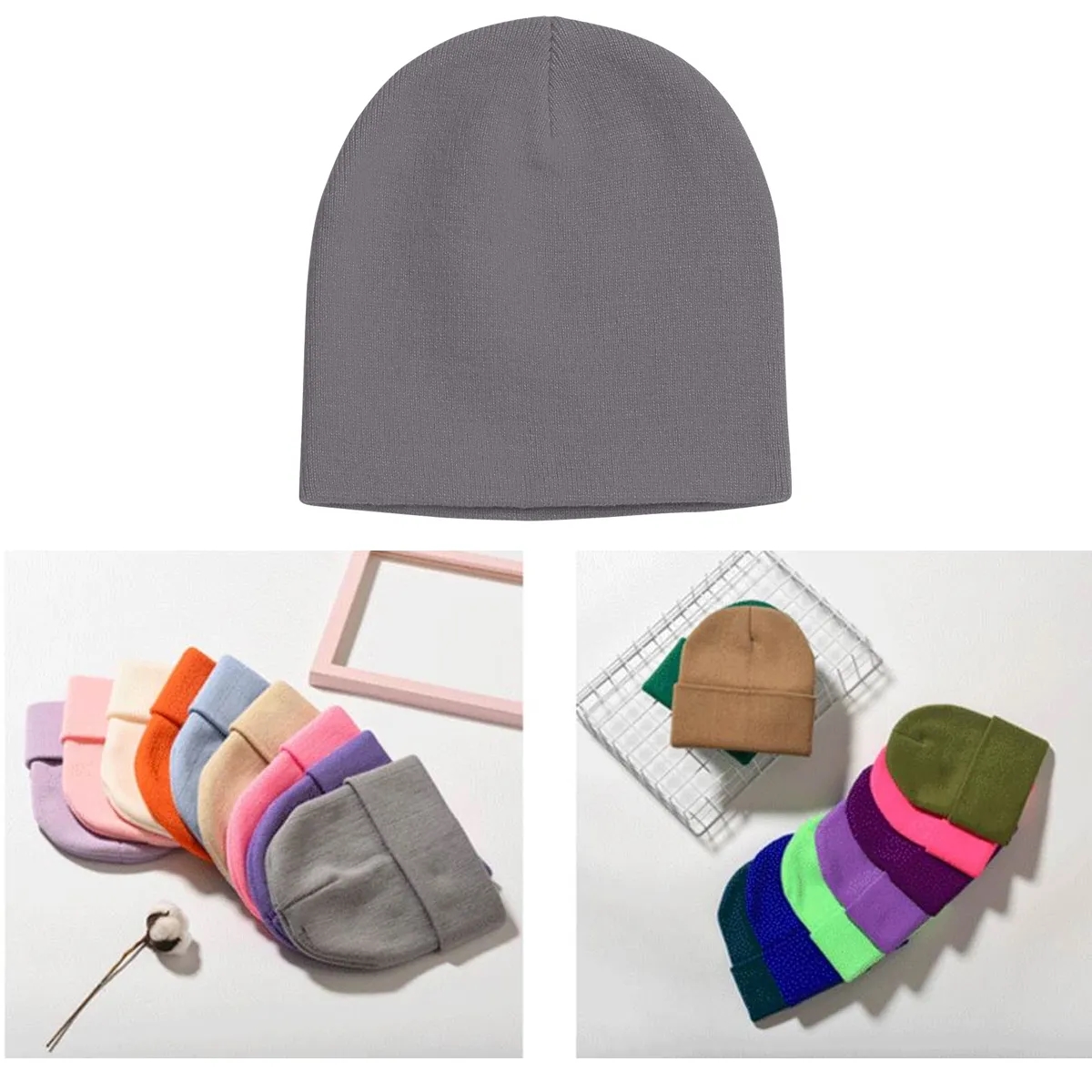 Unisex Knit Acrylic Winter Beanie Hats Cap 4