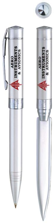 Satin Chrome Ballpoint Twist Pen or Letter Opener 2