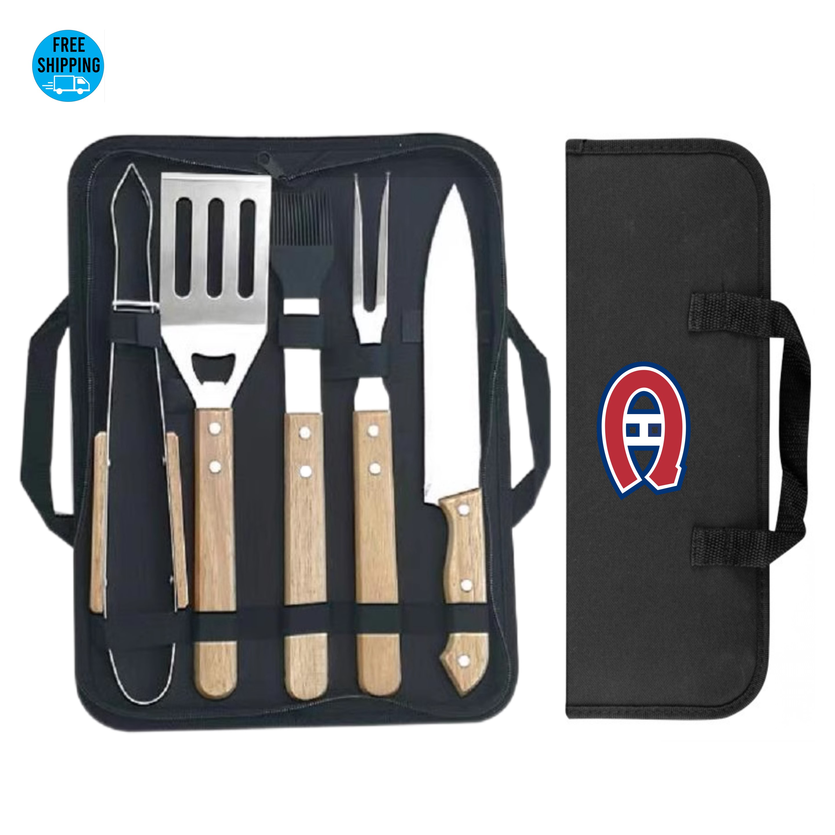 5-Piece BBQ Grill Tool Set with Wood Handle - OCEAN 1