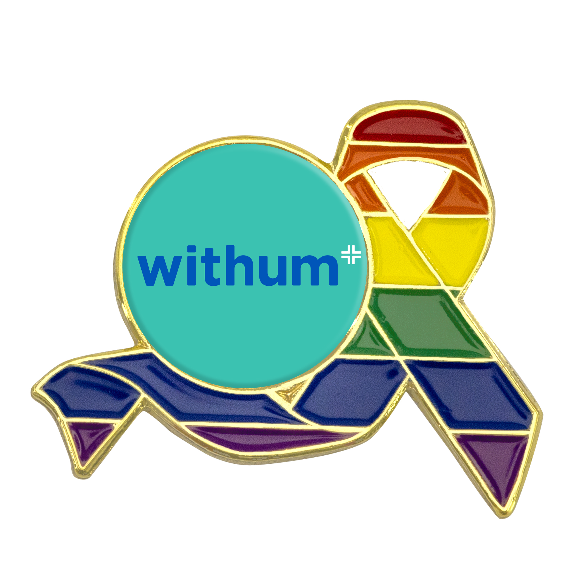 Rainbow Ribbon Lapel Pins w/ Custom Logo 2