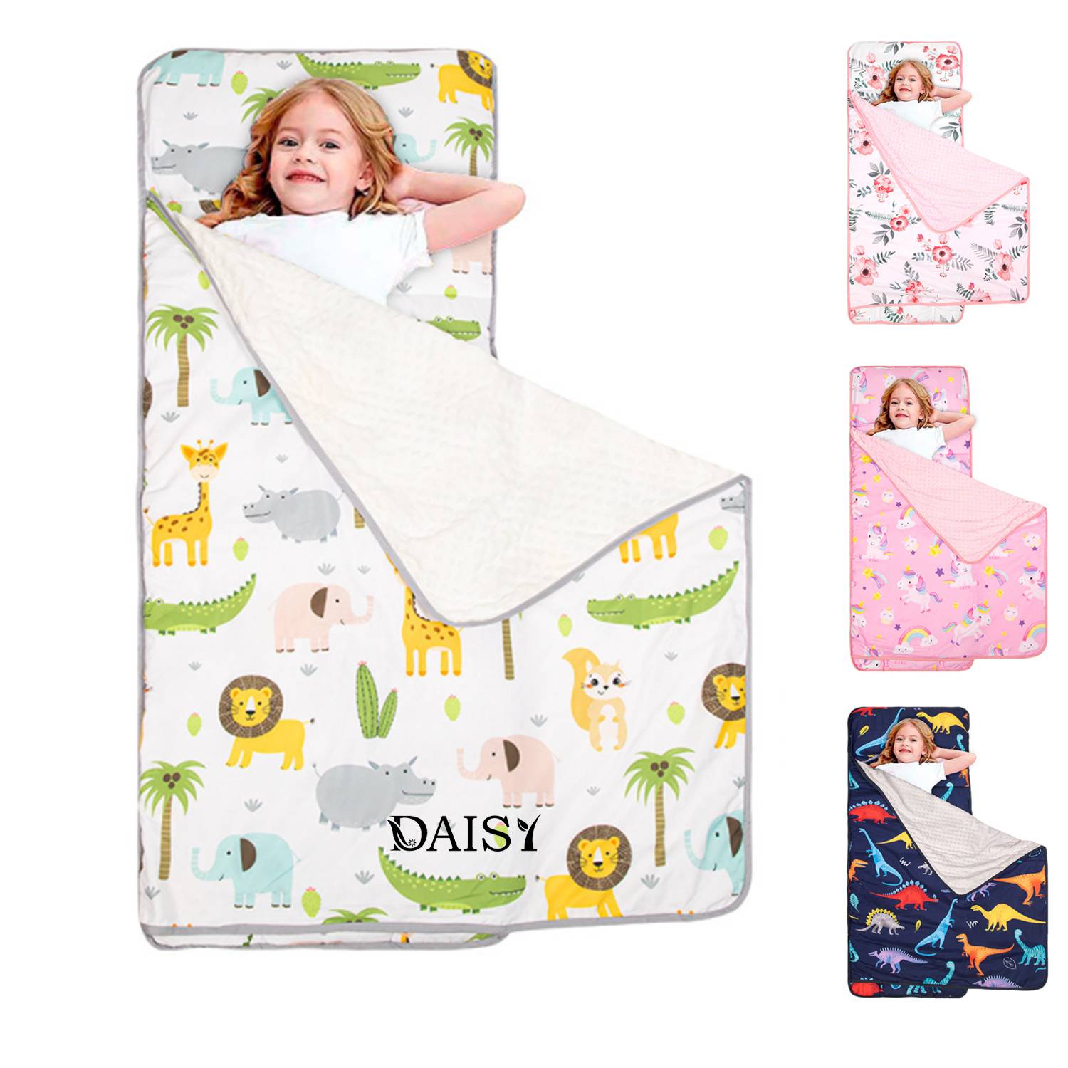 Toddler Nap Mat Warm w/ Removable Pillow and Fleece Minky