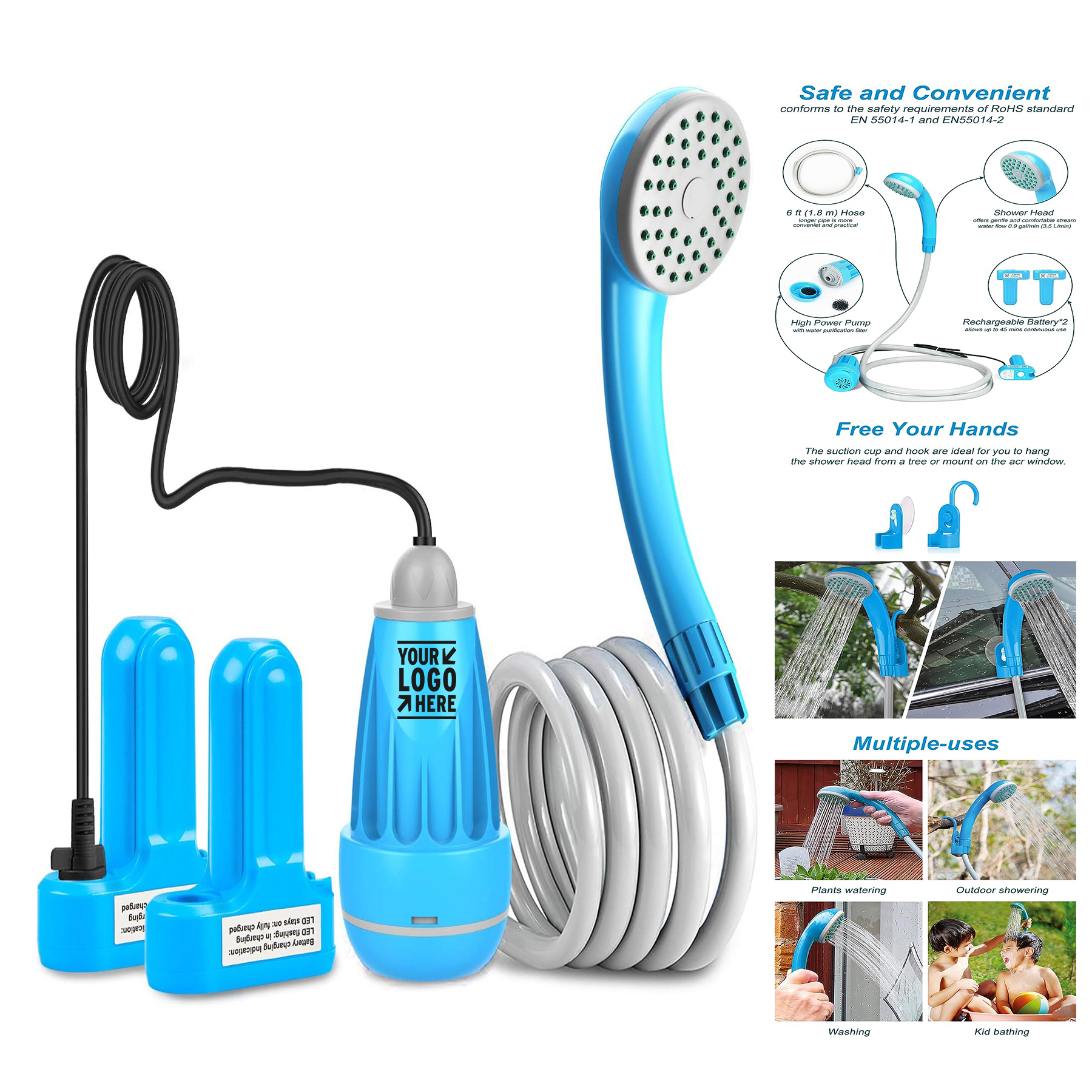 Outdoor Camping Electric Rechargeable Portable Shower Pump