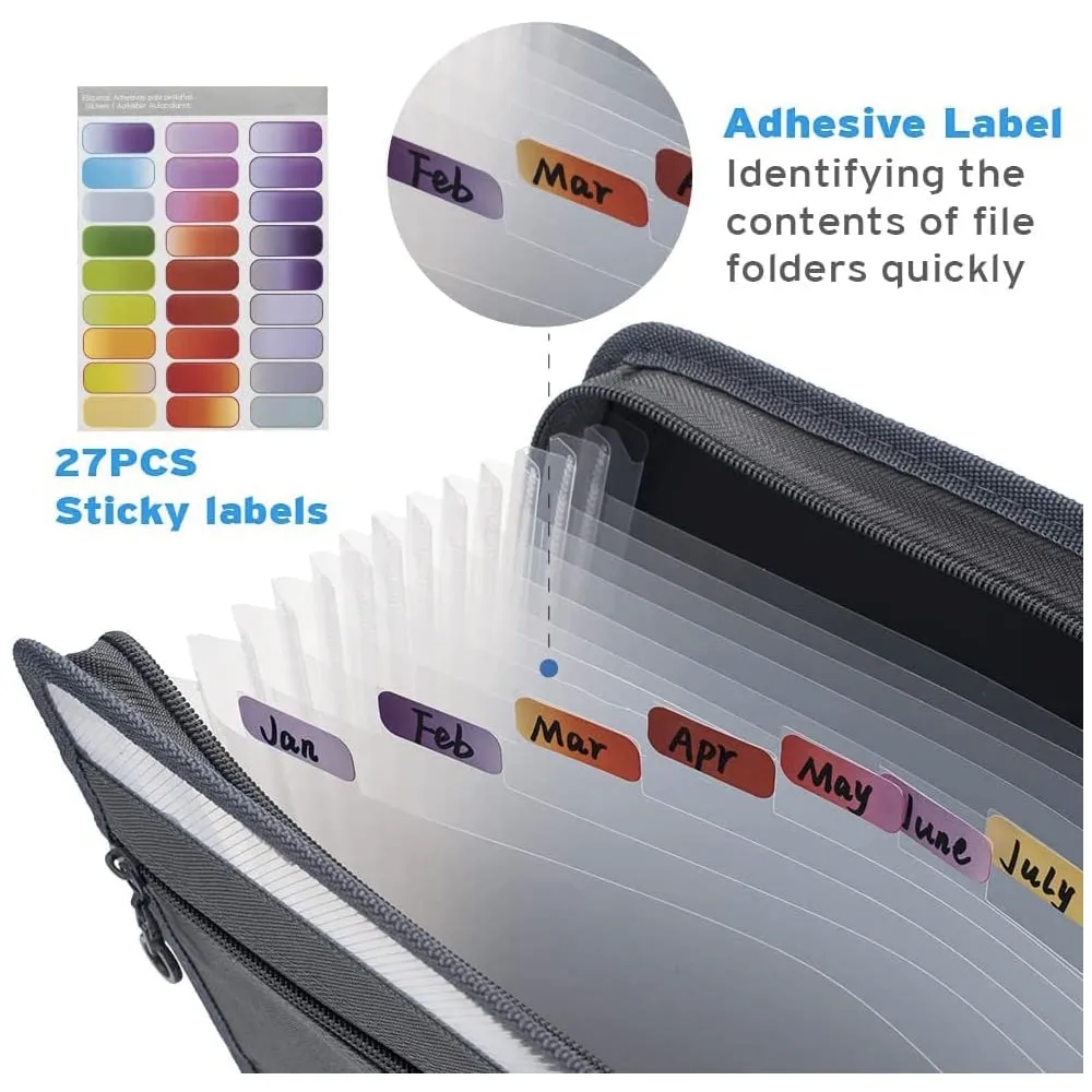 13 Pocket Expanding File Folder with Sticky Labels 1