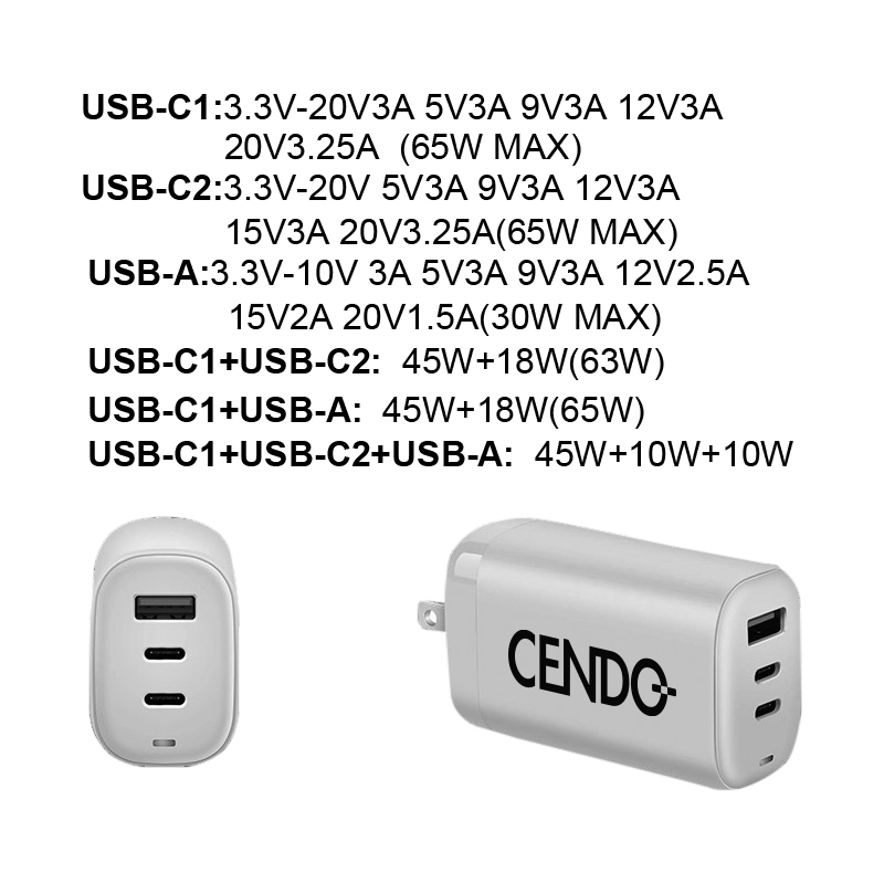 GaN 3-Port Power Adapter with Foldable Plug 17