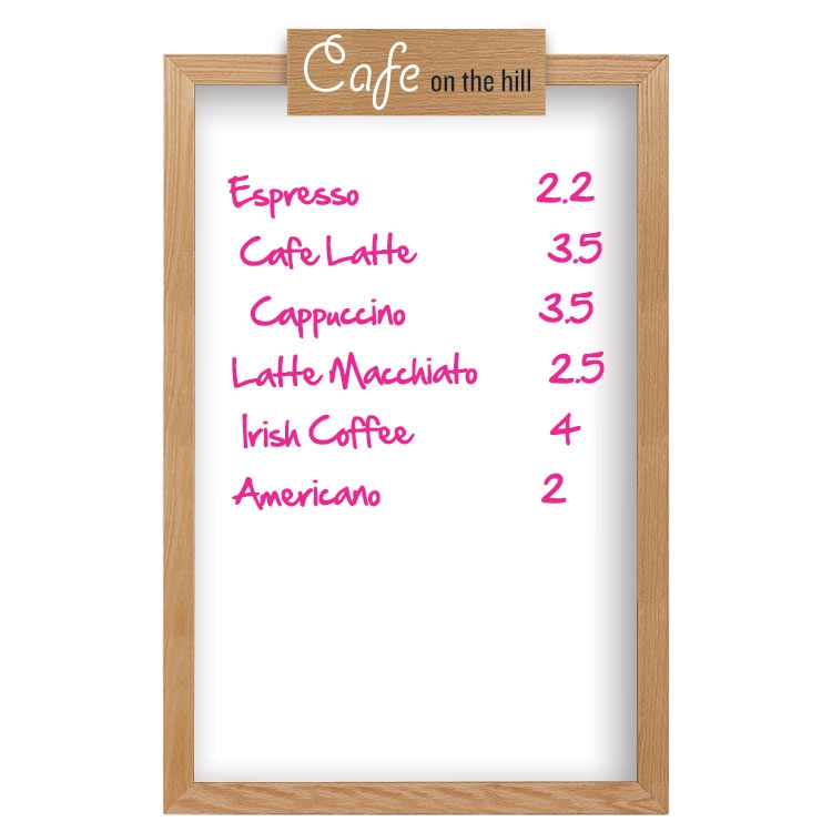 Wall Oak Frame Wet-Erase Board with Header 24"w x 36"h