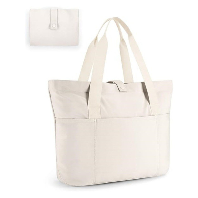 Foldable Tote Bag With Zipper Travel Large Shoulder Bag 7