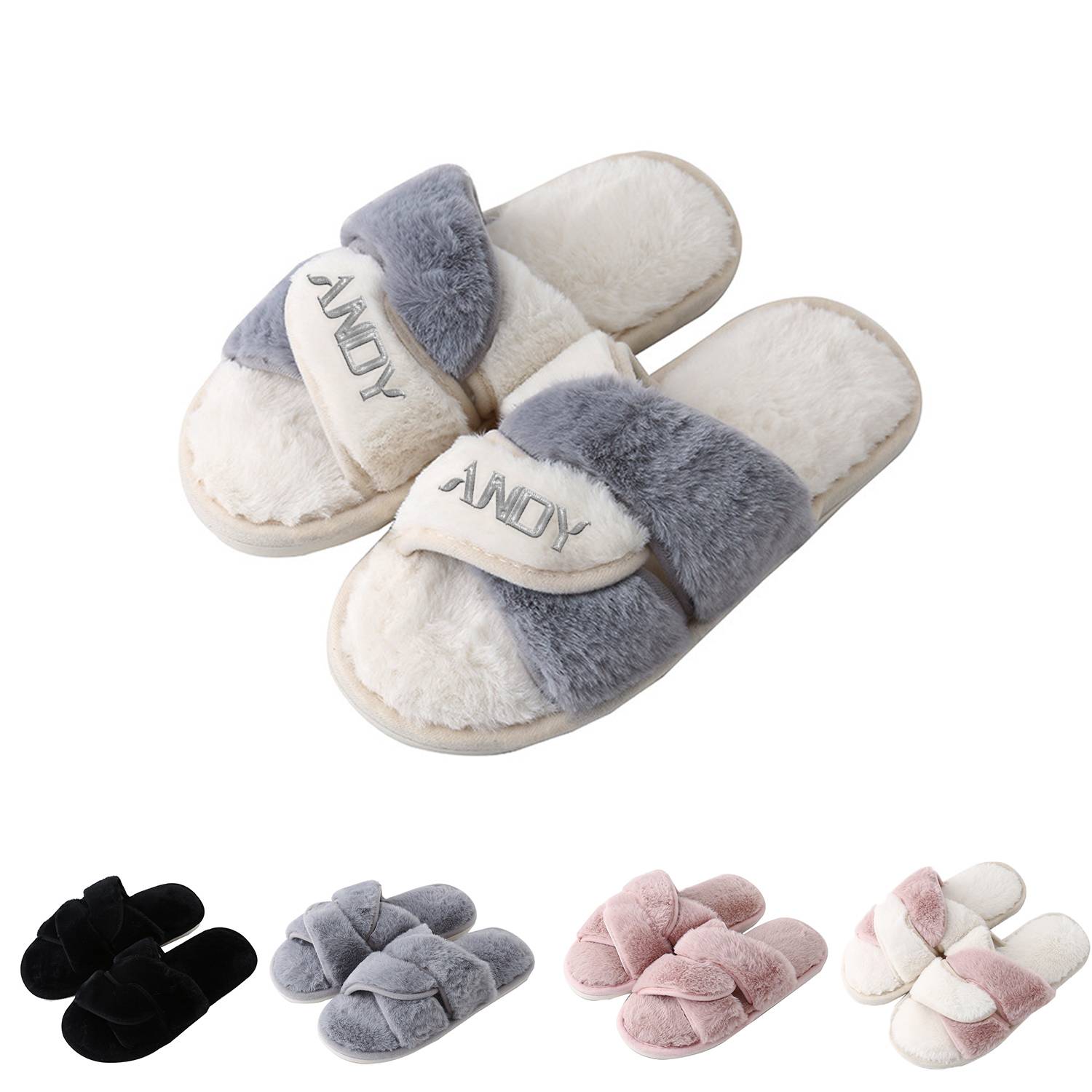 Cross Band Fuzzy Slippers 7