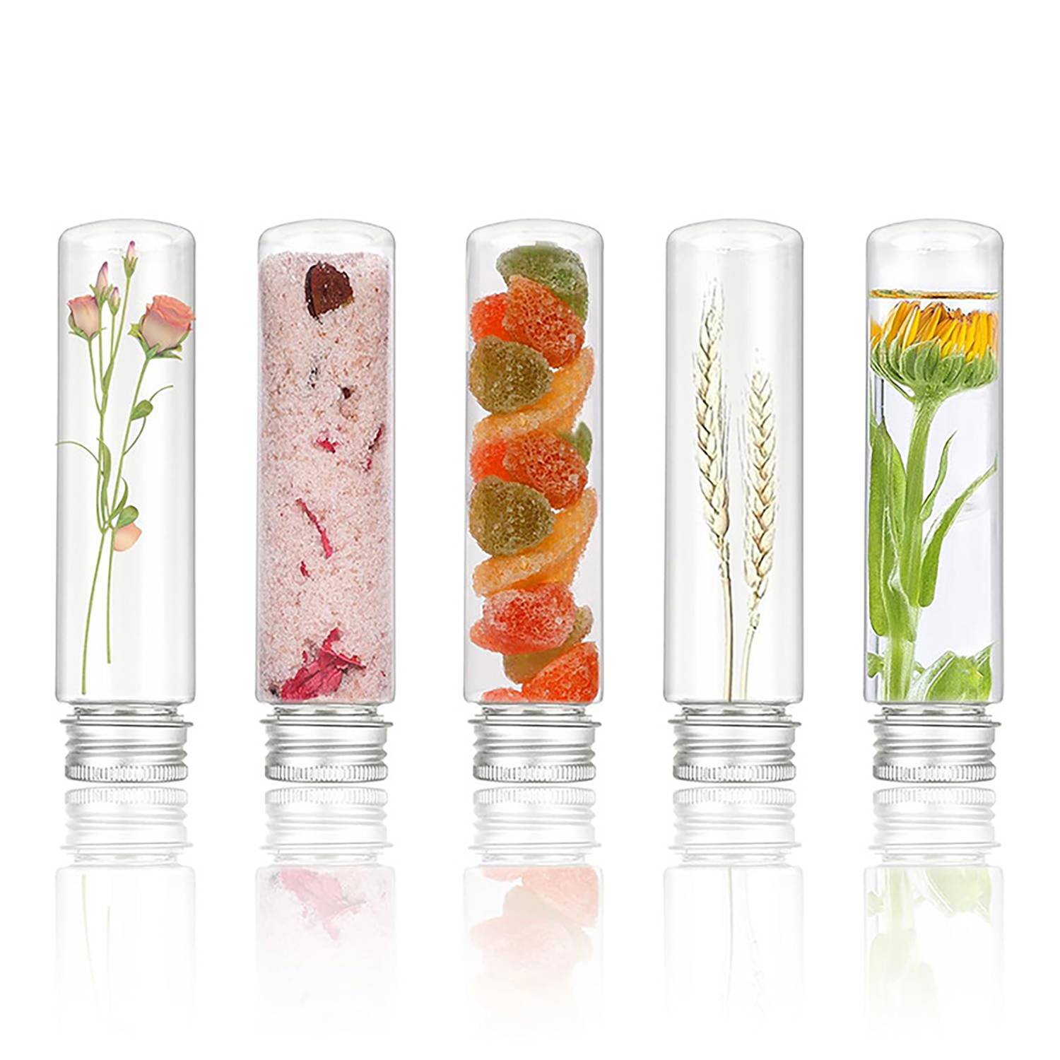 2oz Transparent Plastic Test Tube w/ Screw Cap 5