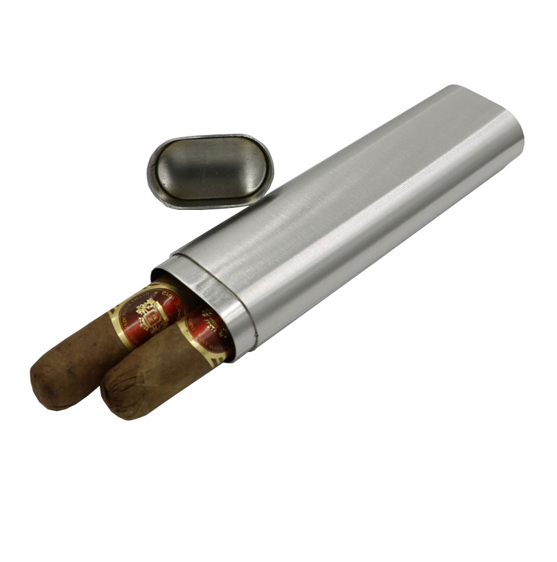 Single Tube Thickened Stainless Steel Cigar Holder Humidor 5