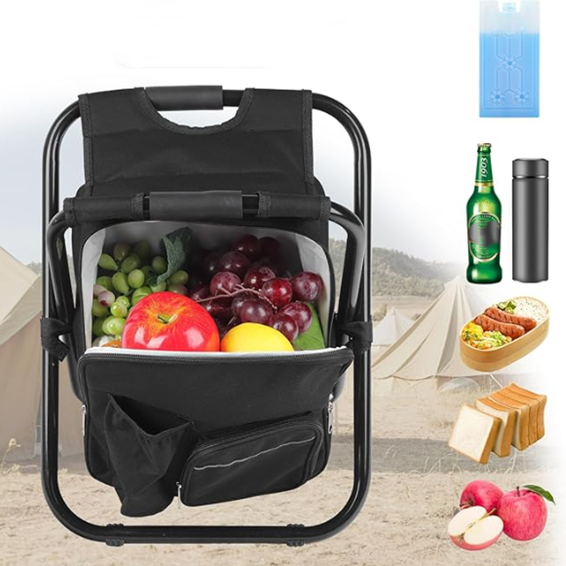 Outdoor Multifunctional Folding Stool with Insulation Bag 5